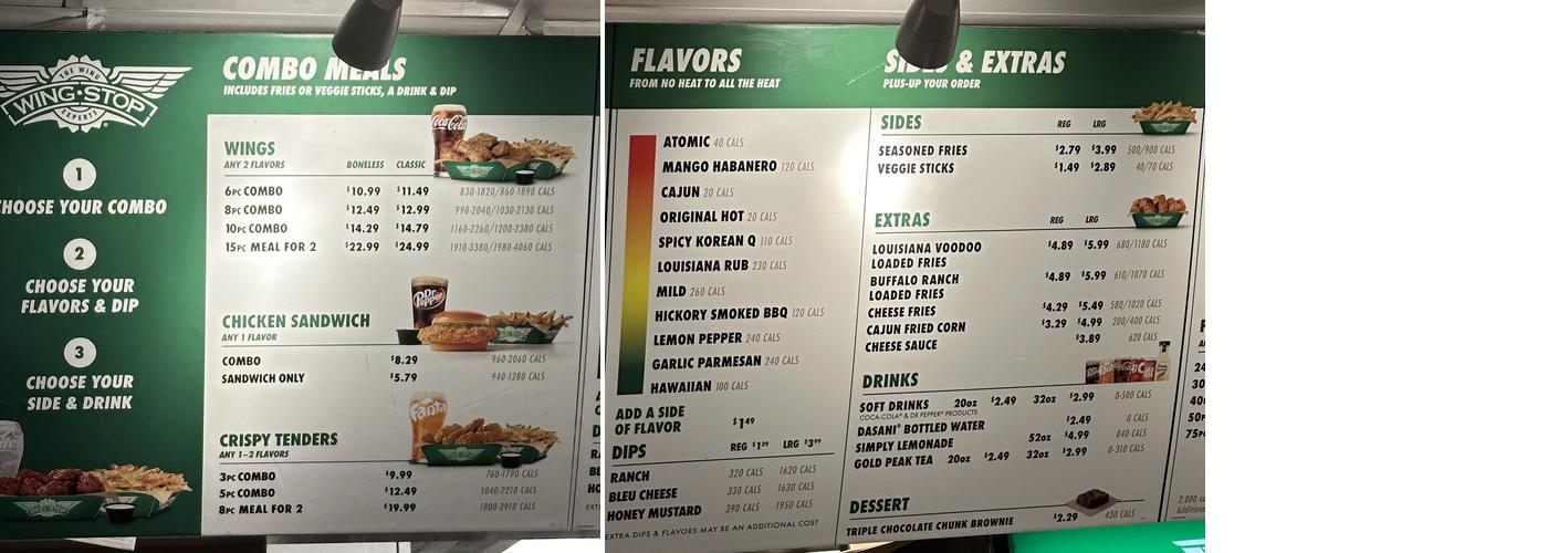 Wingstop Menu