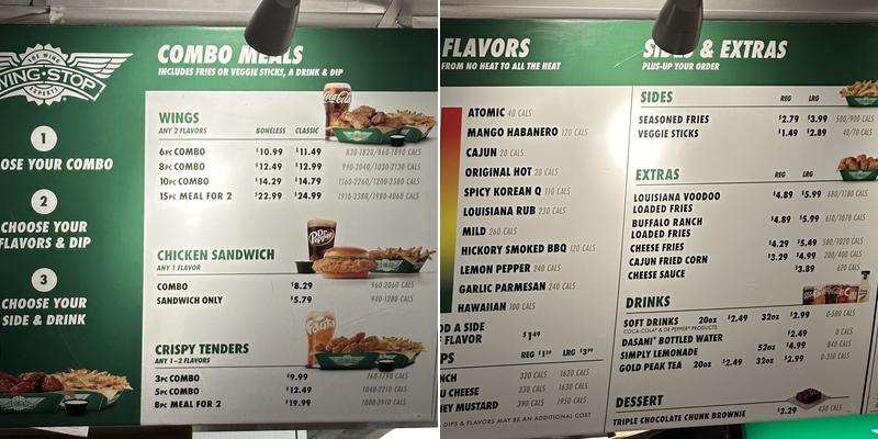 Wingstop Menu