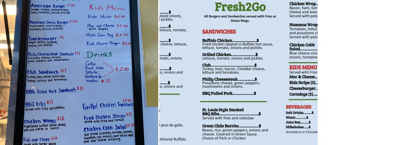 Fresh2Go Menu
