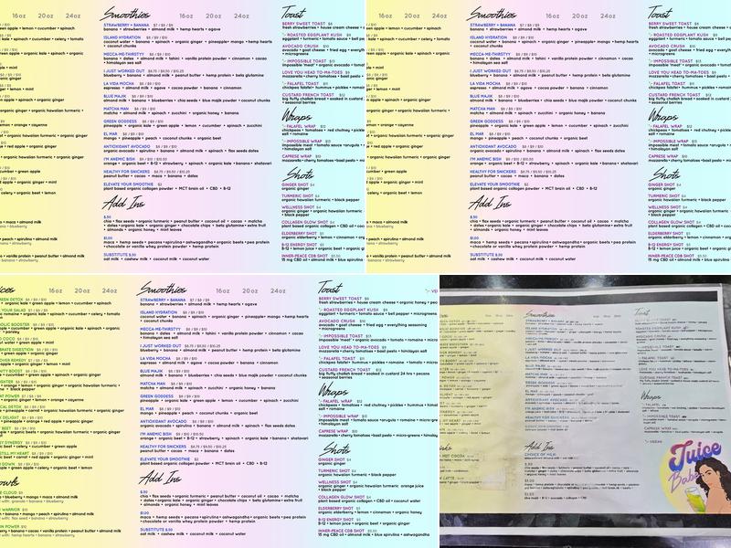 Juicebabe Menu