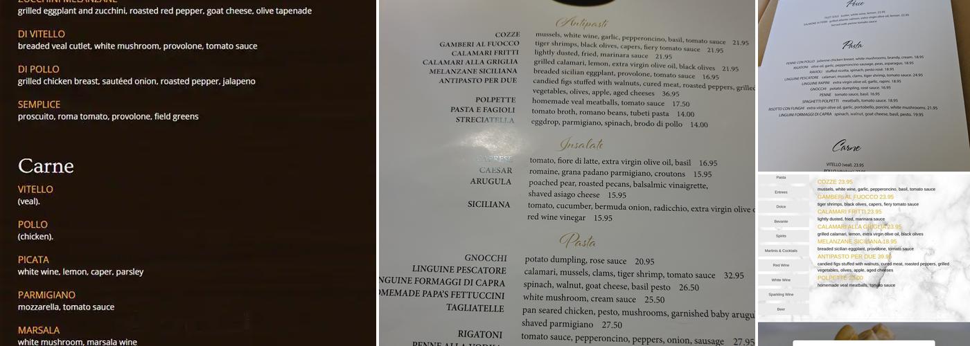Pasquale's Trattoria Menu