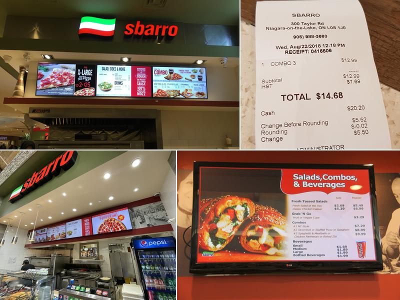 Sbarro Menu