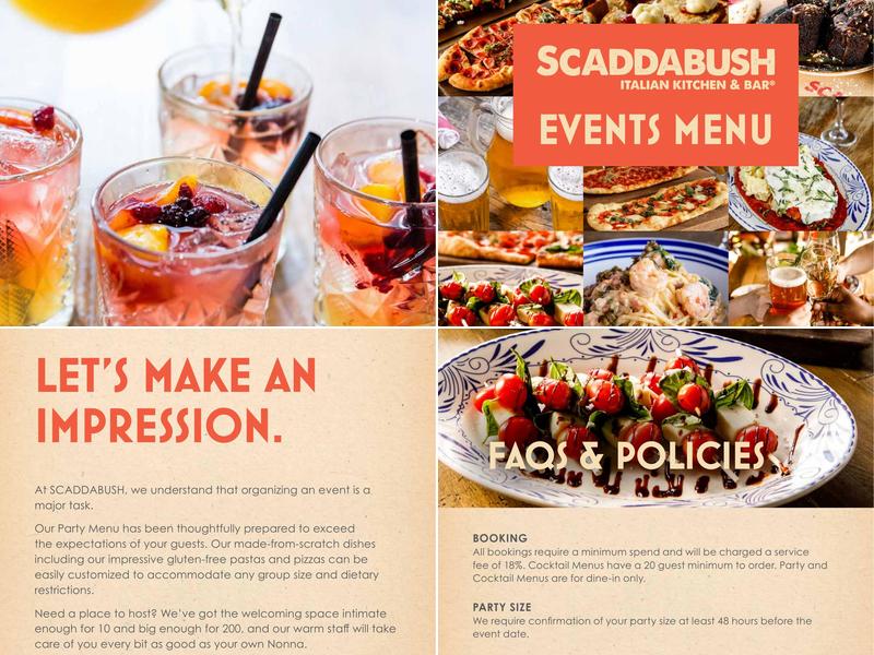 Scaddabush Italian Kitchen & Bar Oakville Menu