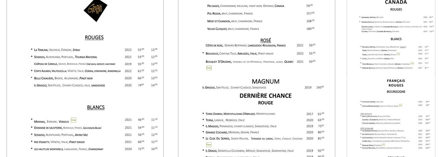 Graffiti Menu