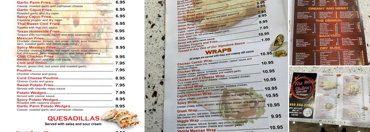 Fire Wing Station Menu