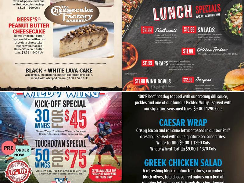 Wild Wing Toronto Bayview Menu