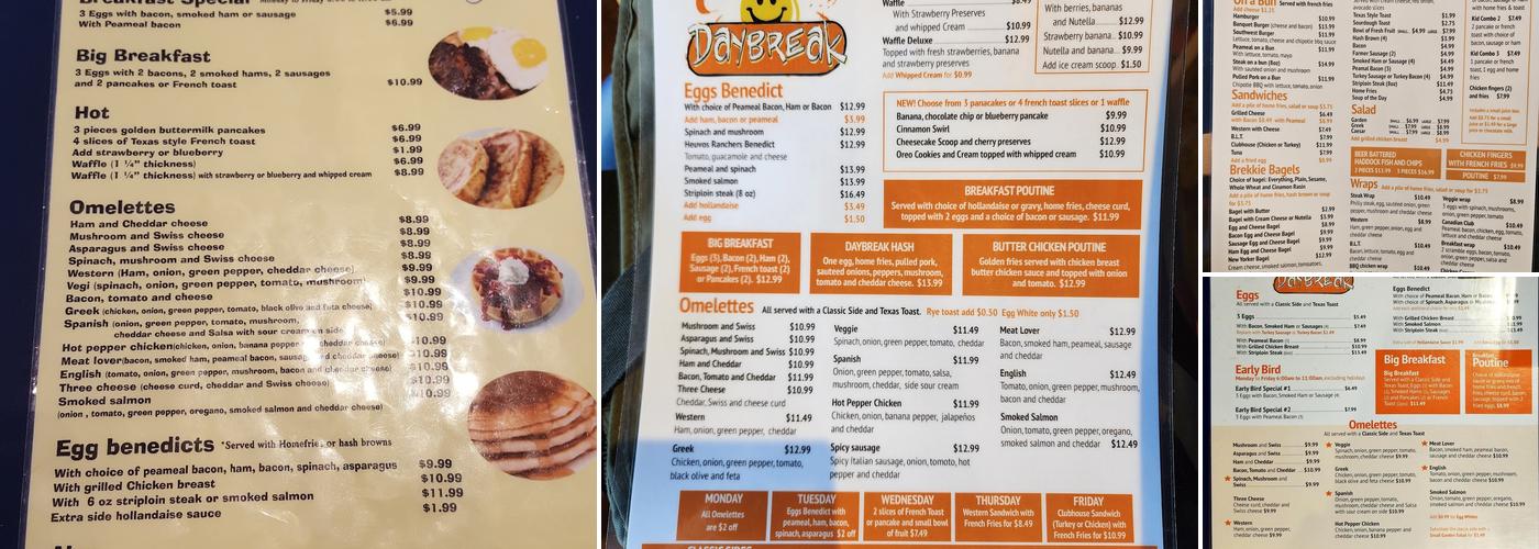 Daybreak Menu