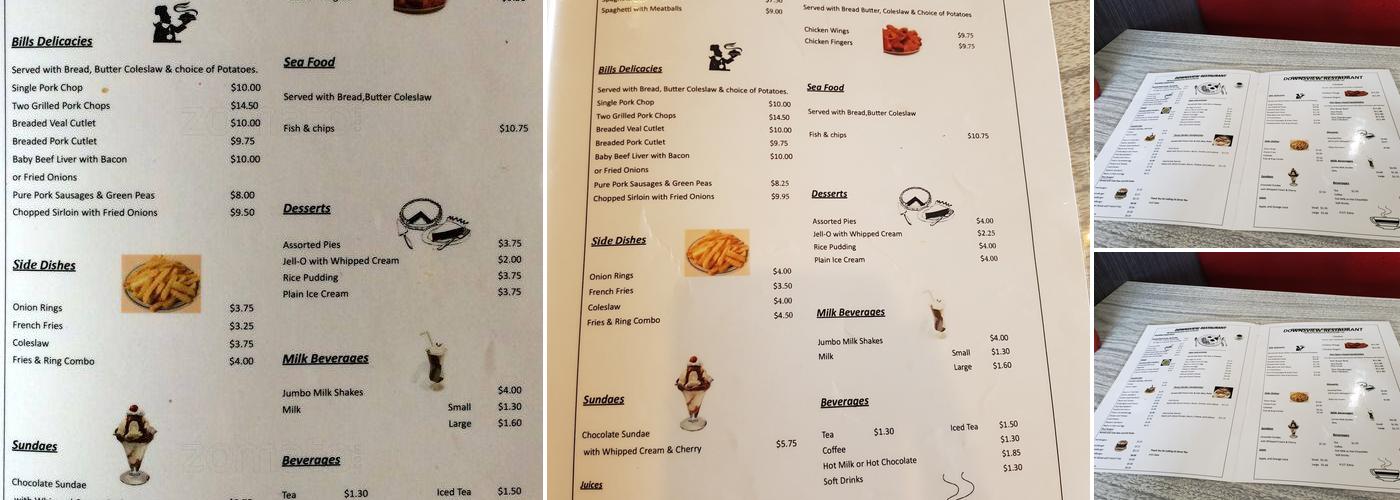 Downsview Restaurant Menu