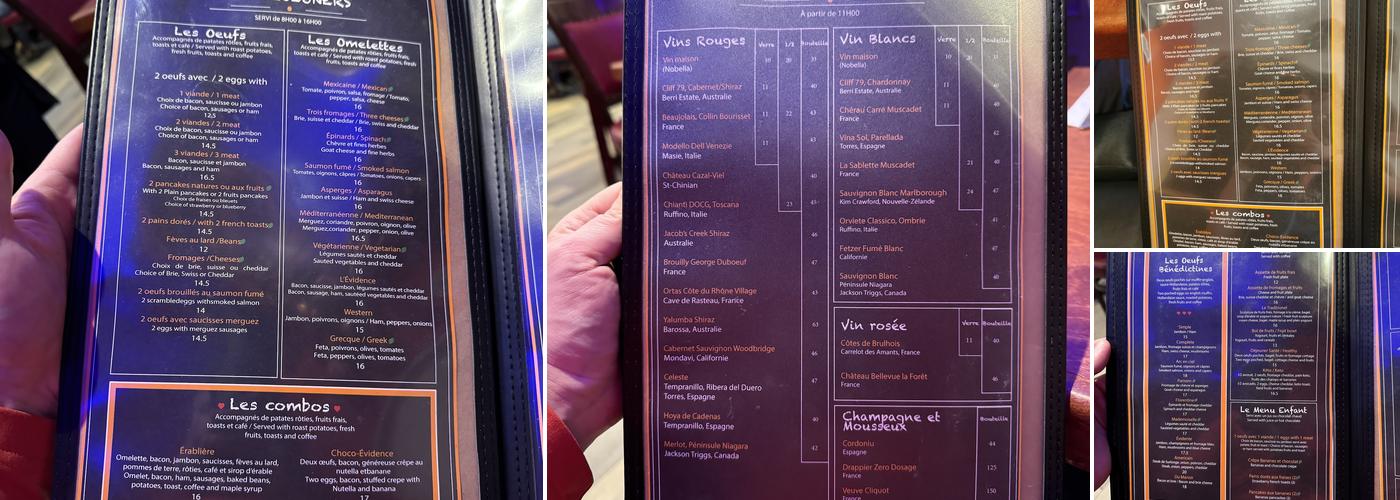 Restaurant L'Évidence Menu