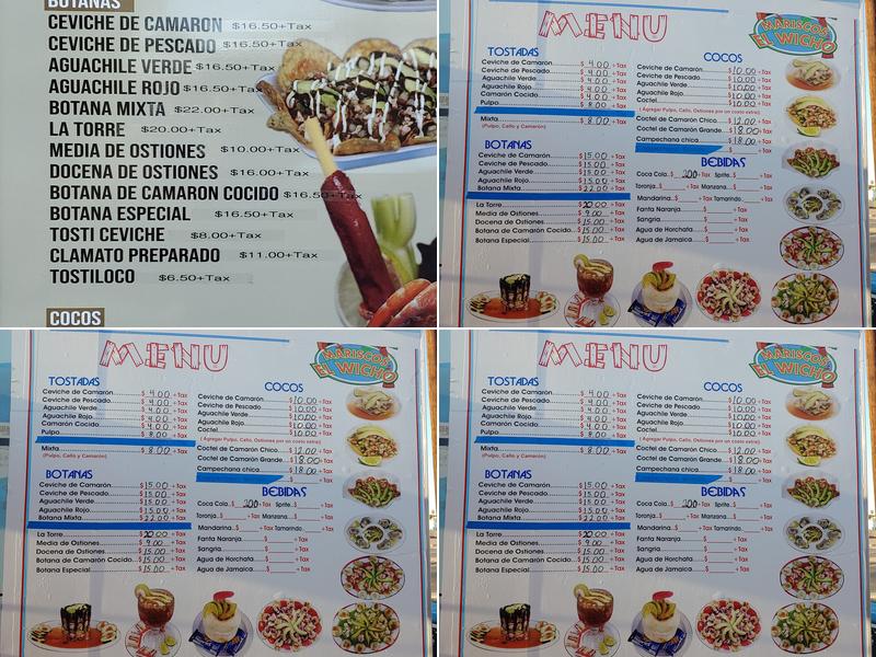 Mariscos El Wicho Menu