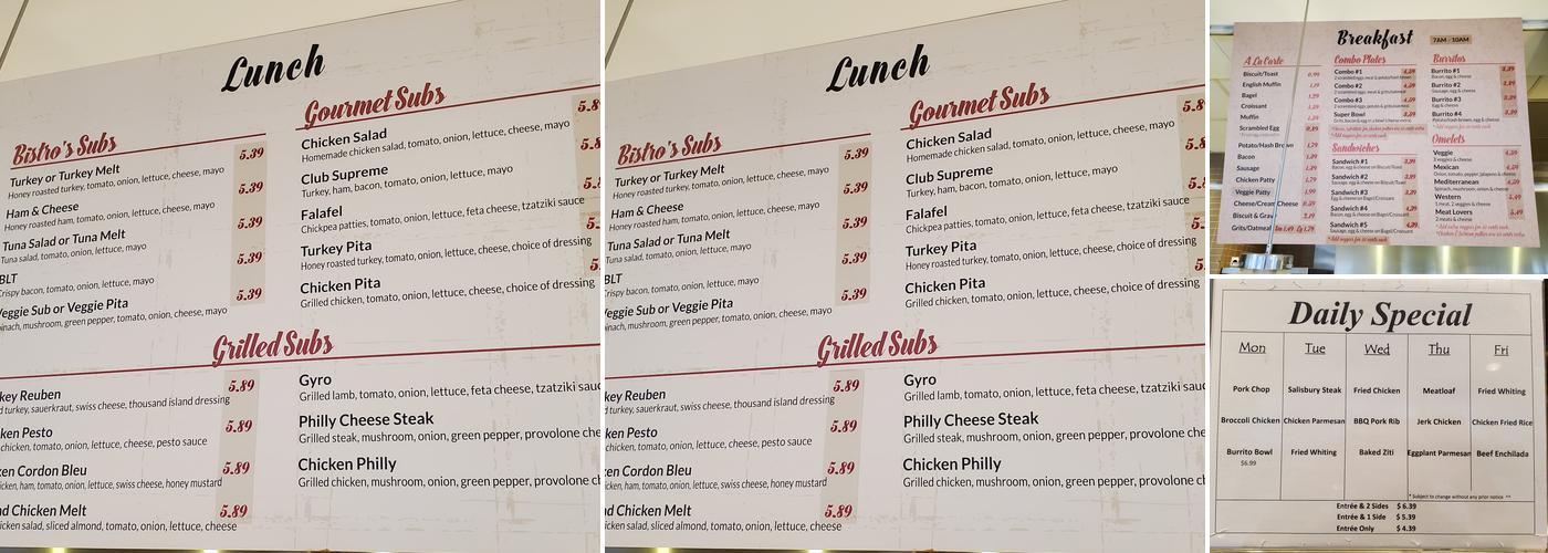 Paris Bistro Menu