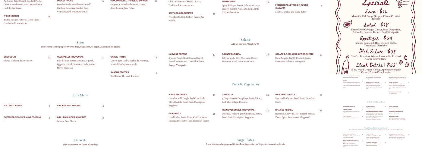 Le Sud Mediterranean Kitchen Menu