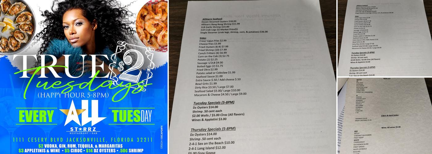 All Starrz Restaurant & Bar Menu