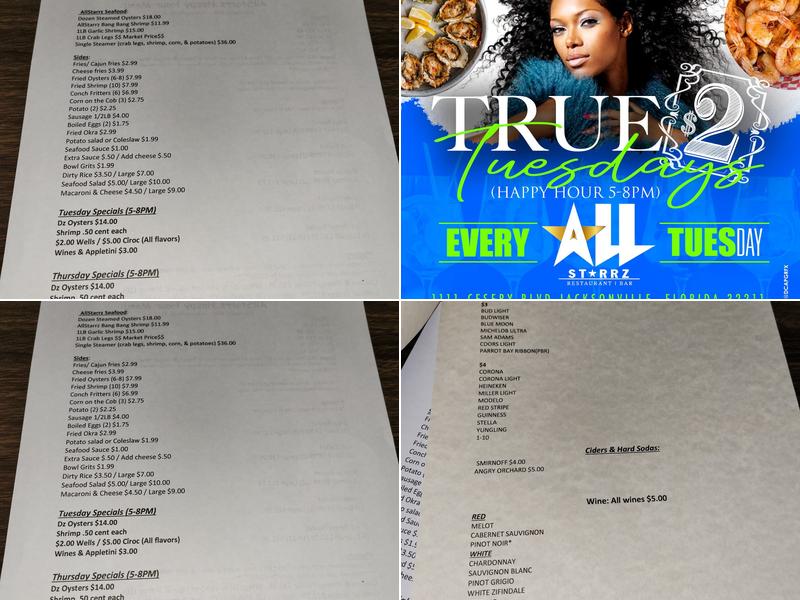 All Starrz Restaurant & Bar Menu