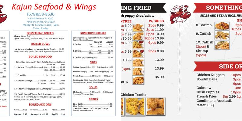 Kajun Seafood & Wings in Powder Springs Menu