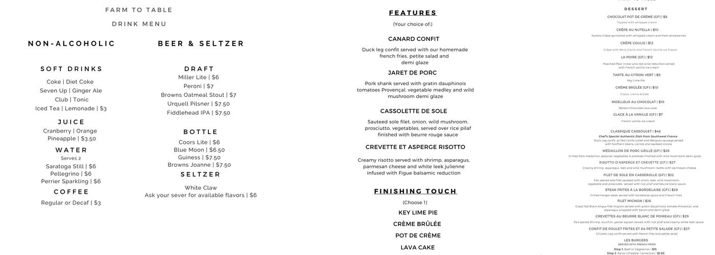 Bistro 42 Menu