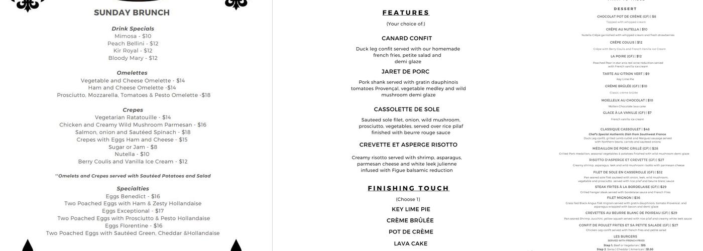 Bistro 42 Menu