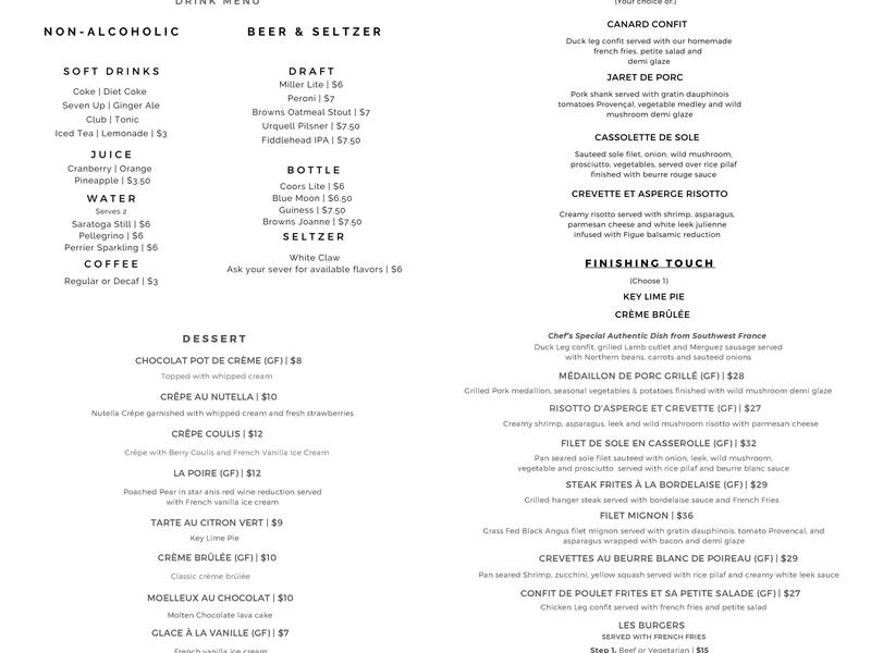 Bistro 42 Menu