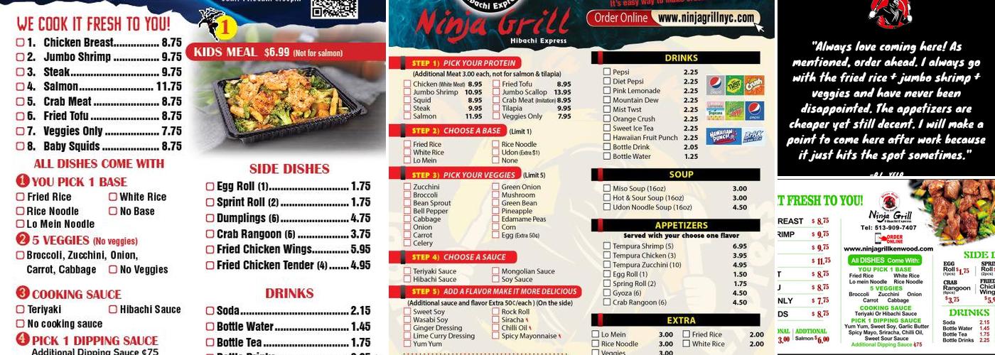 Ninja Grill Hibachi Express Menu