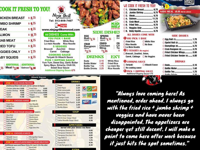 Ninja Grill Hibachi Express Menu