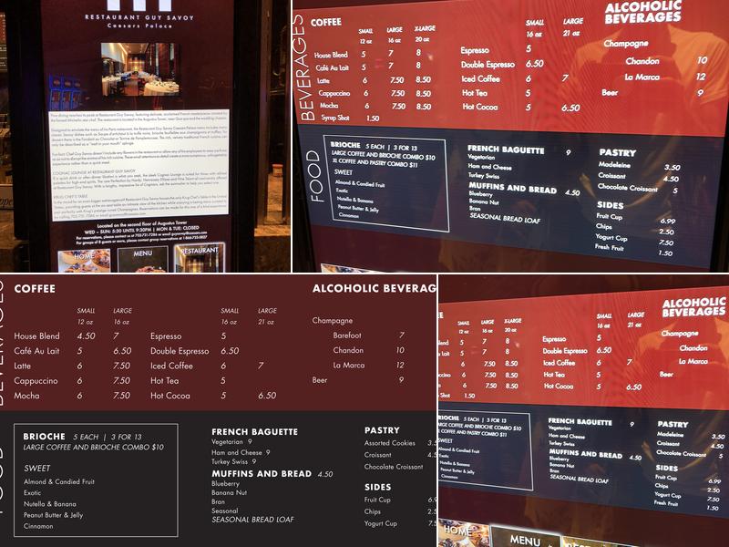 Brioche by Guy Savoy at Caesars Palace Menu