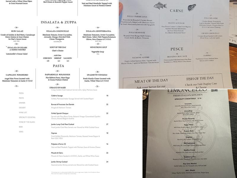 Limoncello Fresh Italian Kitchen Menu