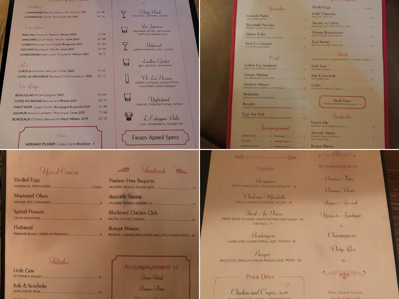 Dirty French New York Menu