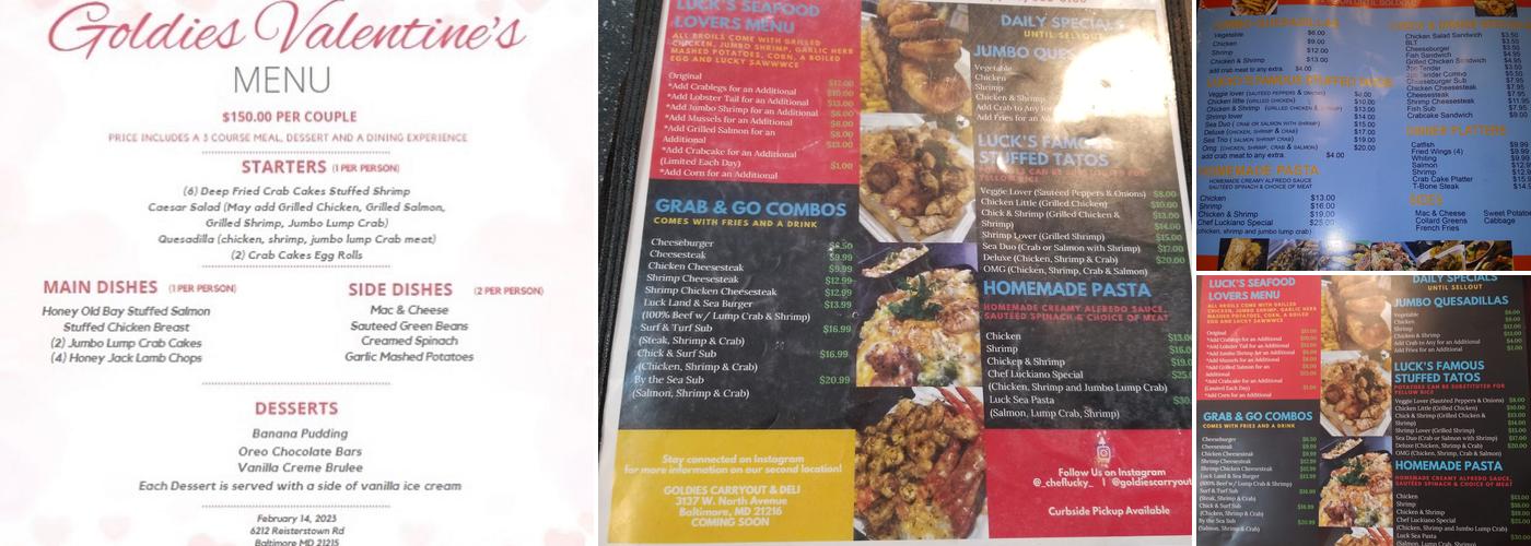 Goldie's Seafood Carryout Menu