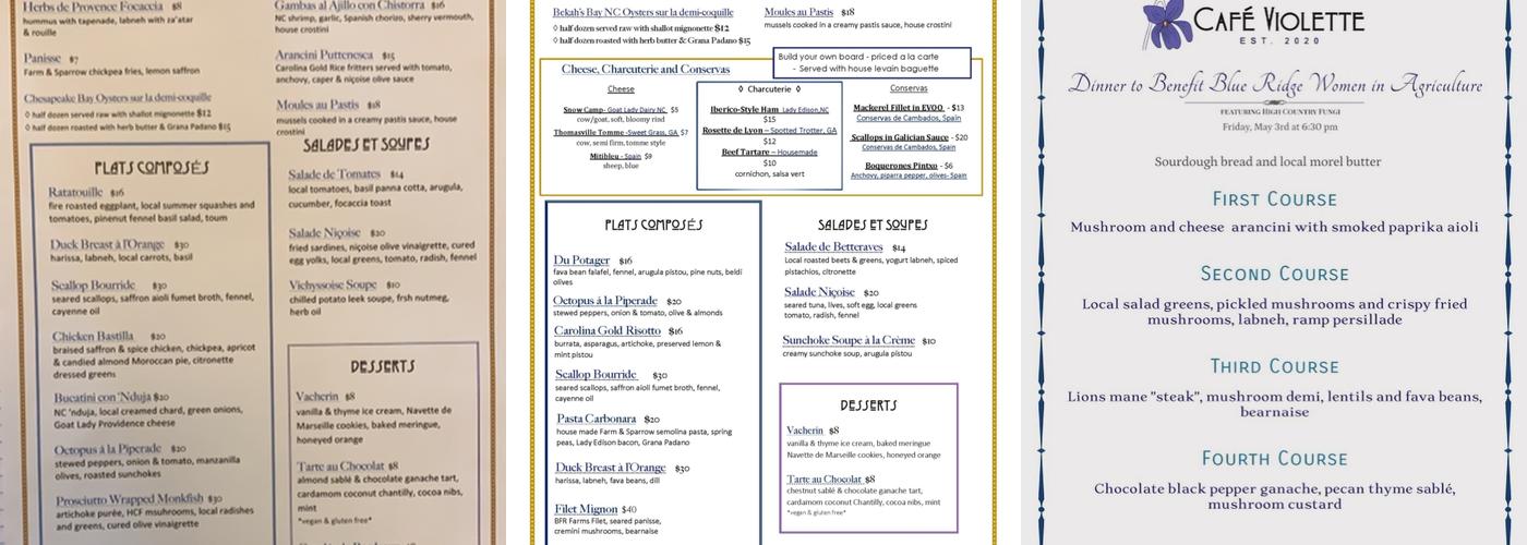 Café Violette Menu