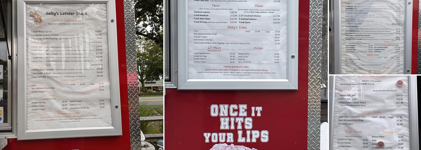 Salty's Lobster Shack Menu