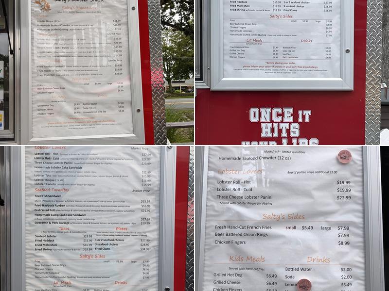 Salty's Lobster Shack Menu