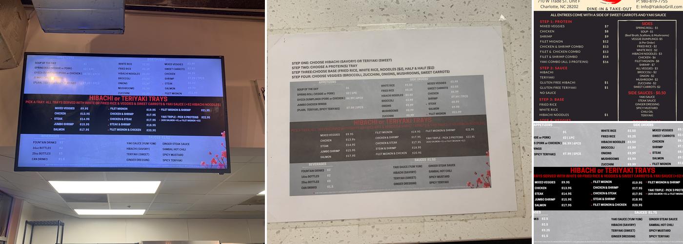 Yakiko Hibachi Grill Menu