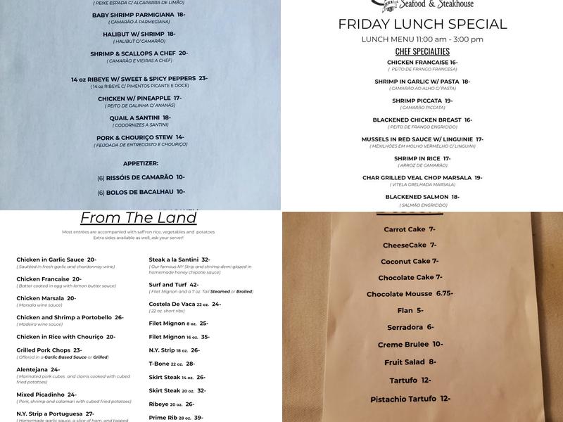 Santini Seafood and Steakhouse Menu