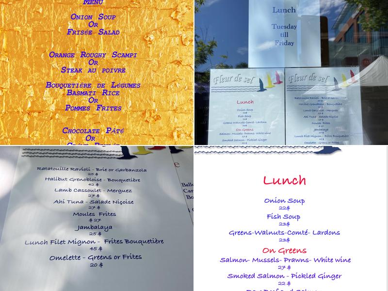 Fleur de Sel Brasserie Menu