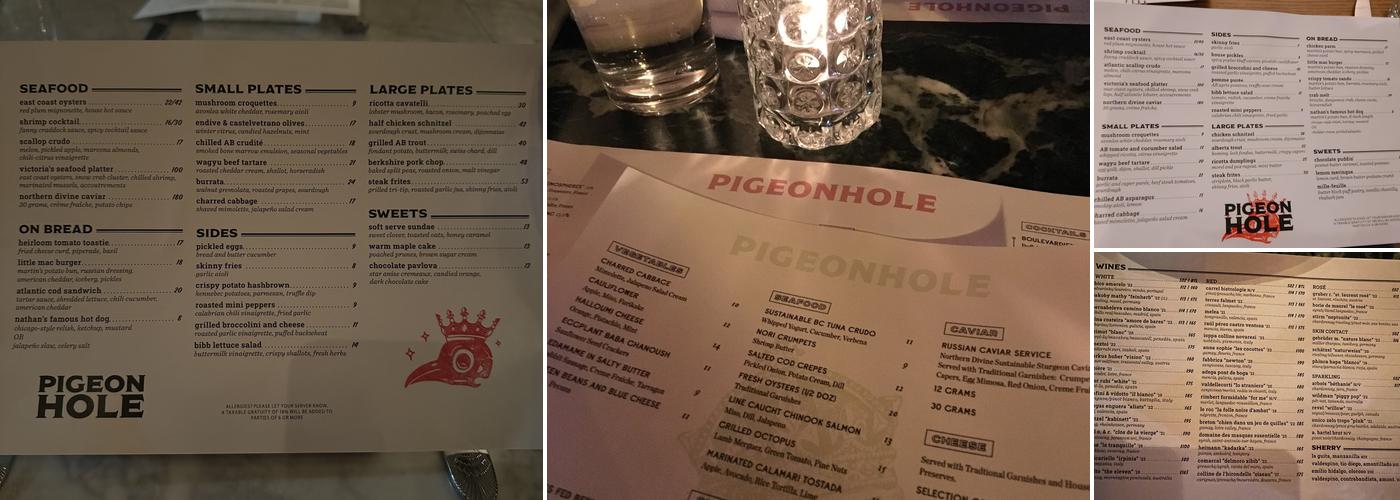 Pigeonhole Menu