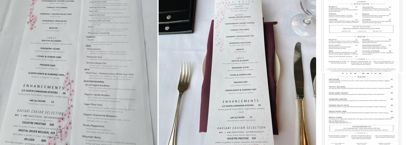 Five Sails Restaurant Menu