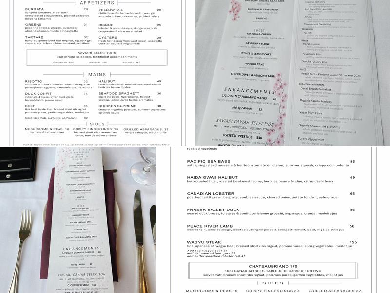 Five Sails Restaurant Menu