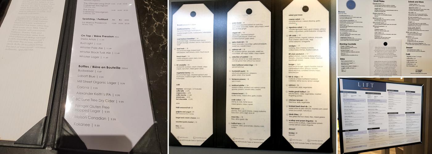 Lift Bar & Grill Menu