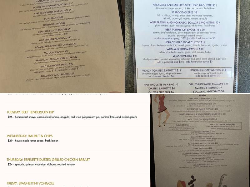 Provence Marinaside Menu