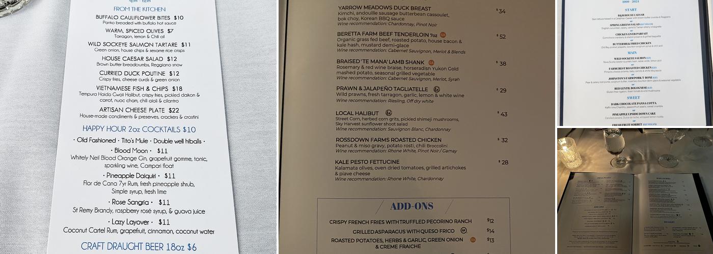 Brix and Mortar Menu