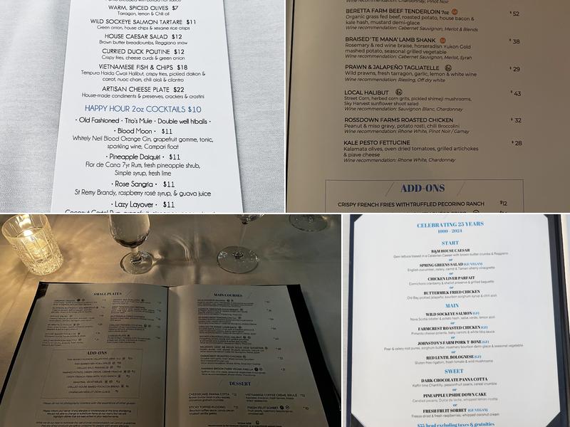 Brix and Mortar Menu