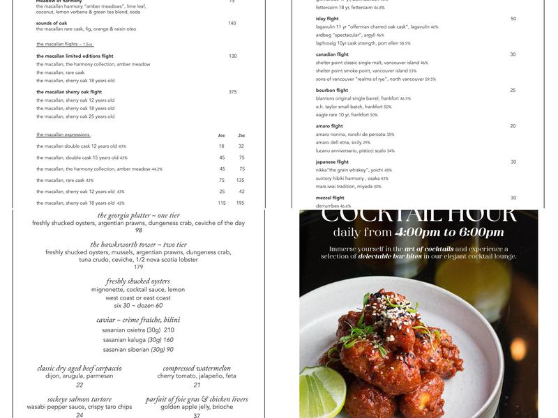 Hawksworth Restaurant Menu