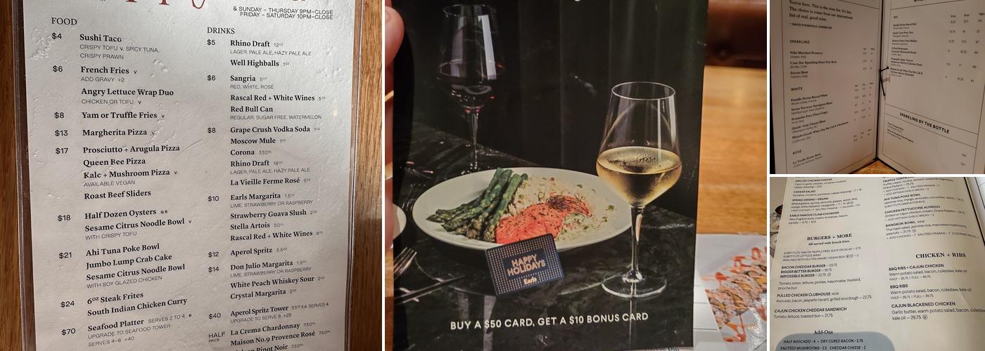 Earls Kitchen + Bar Menu