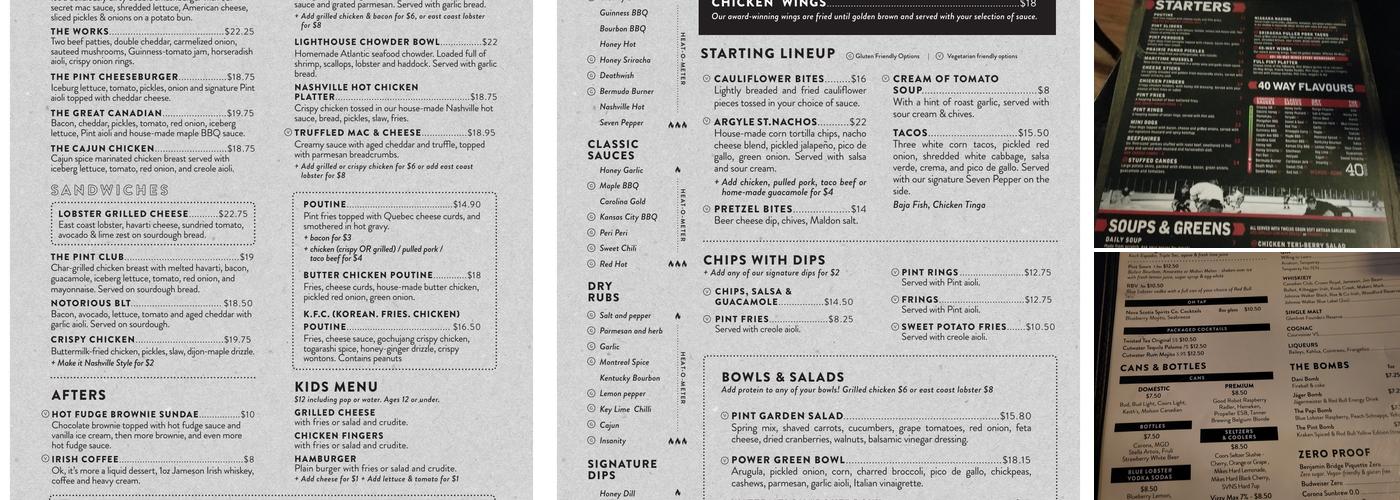The Pint Public House - Halifax Menu