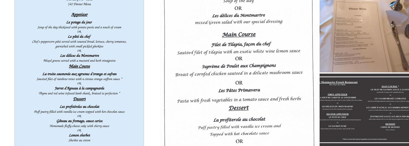 Le Montmartre Menu