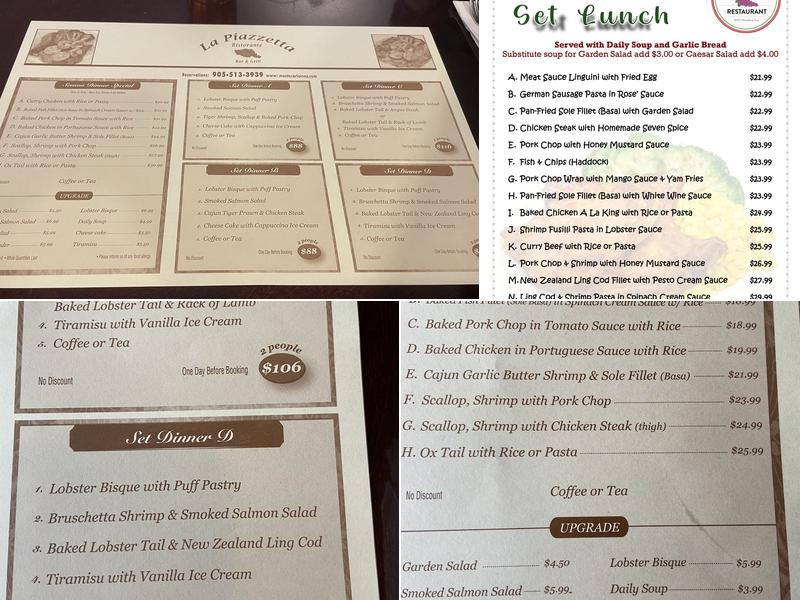 La Piazzetta Ristorante Menu