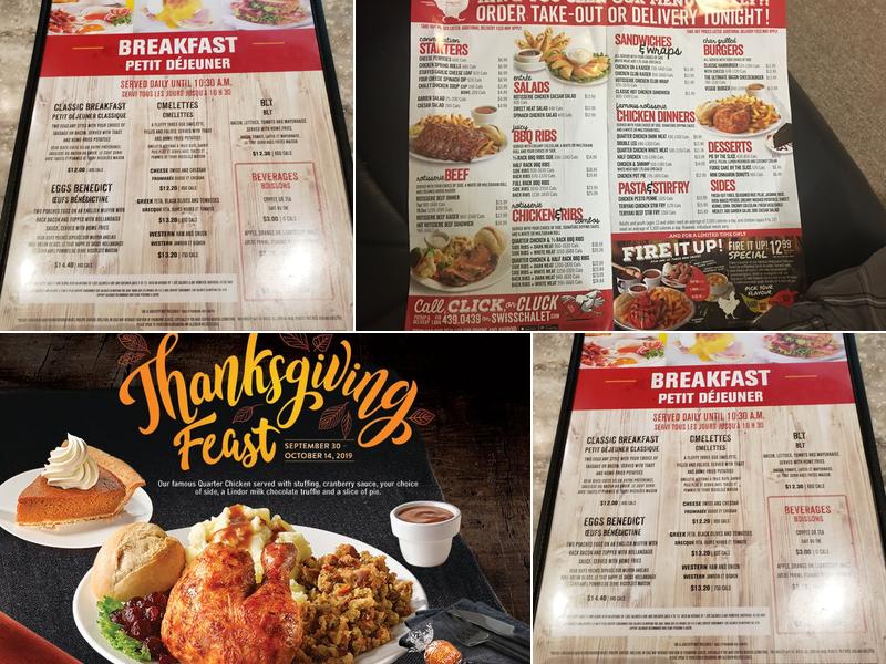 Swiss Chalet Menu