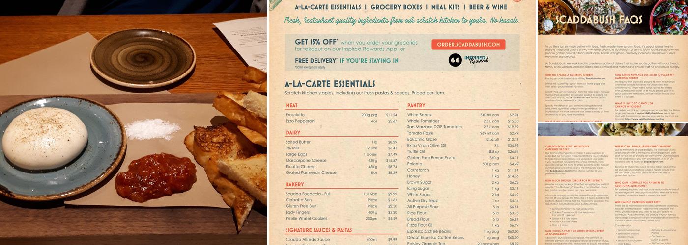 Scaddabush Italian Kitchen & Bar Mimico Menu