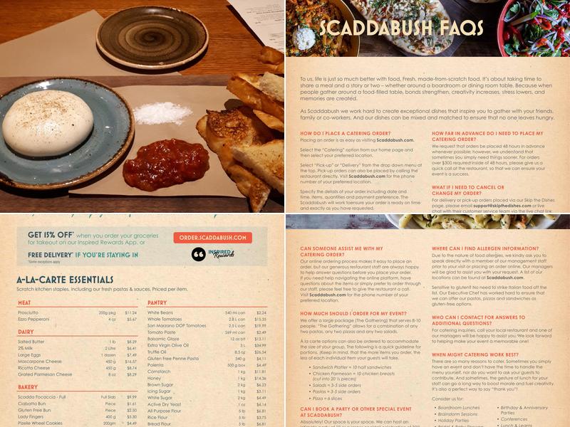 Scaddabush Italian Kitchen & Bar Mimico Menu