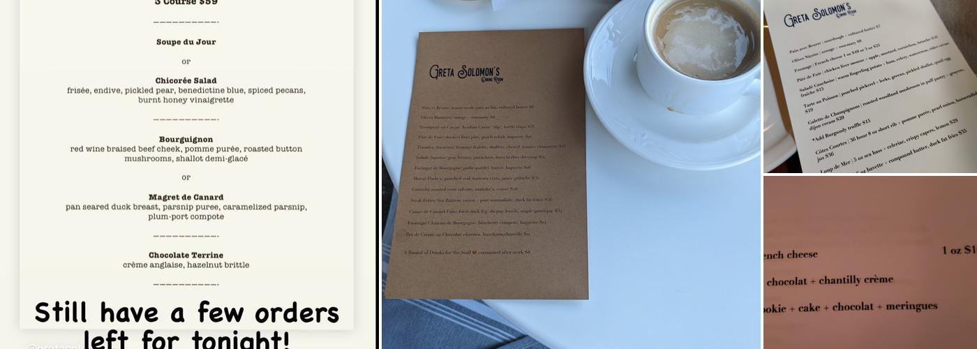 Greta Solomon's Menu